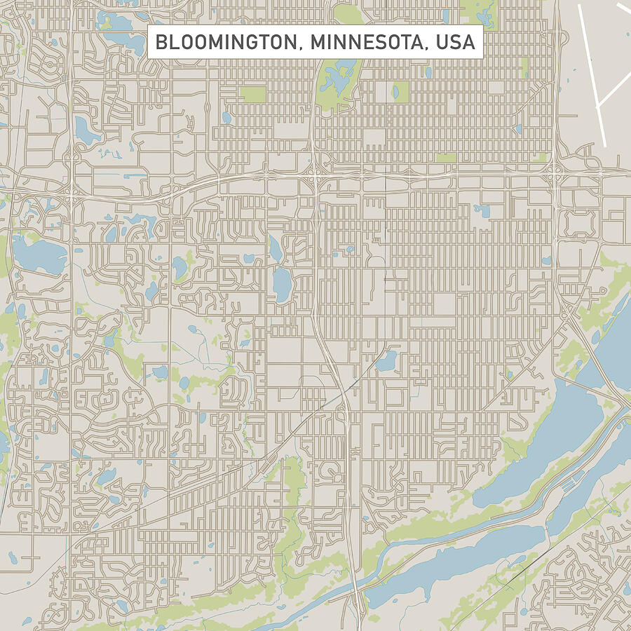 Bloomington Minnesota US City Street Map Drawing by FrankRamspott