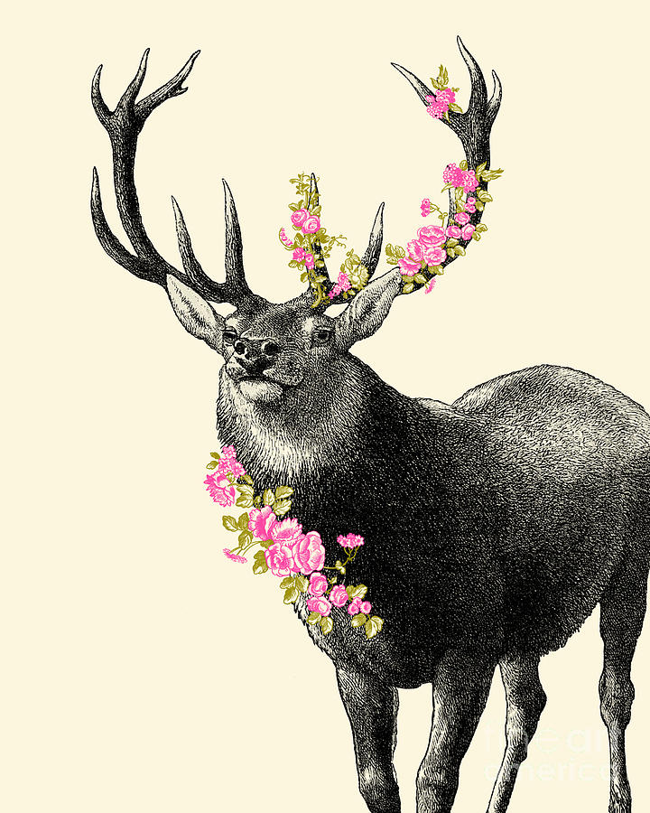 Deer Digital Art - Blossom Deer by Madame Memento