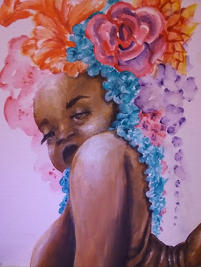 Black Woman Painting - Blossomed by Crystal Guidry Black Woman Painting - Blossomed by Crystal Guidry
