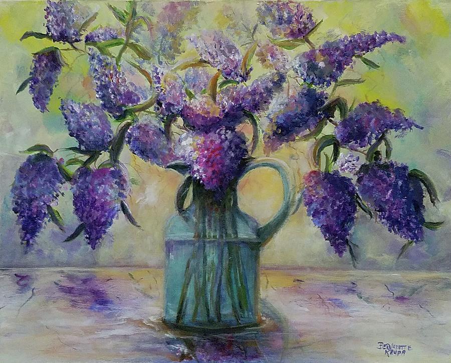 Blossoming Purple Lilacs Painting by Bernadette Krupa