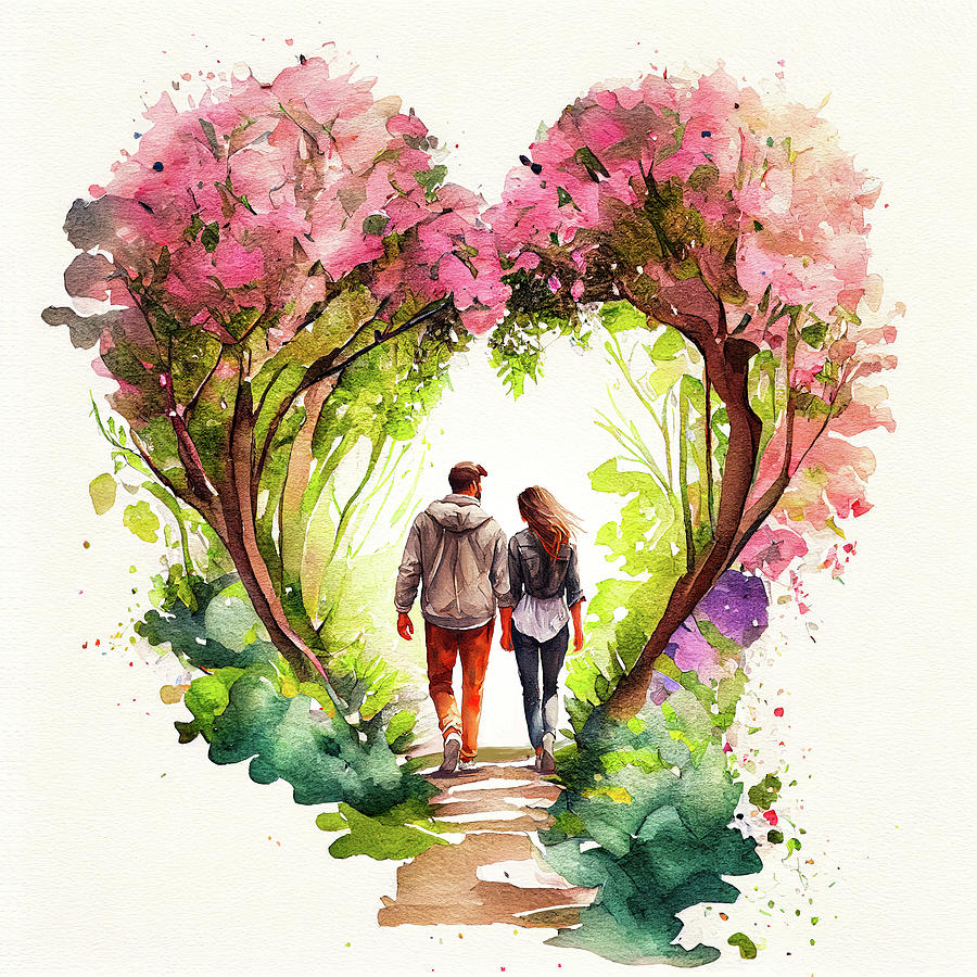 Blossoming - Romantic Couple Art Digital Art by Mark Tisdale