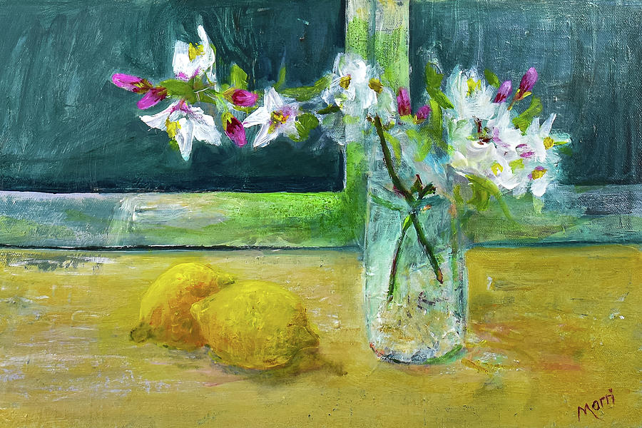 Blossoms and Lemons from my Lemon Tree Painting by Morri Sims