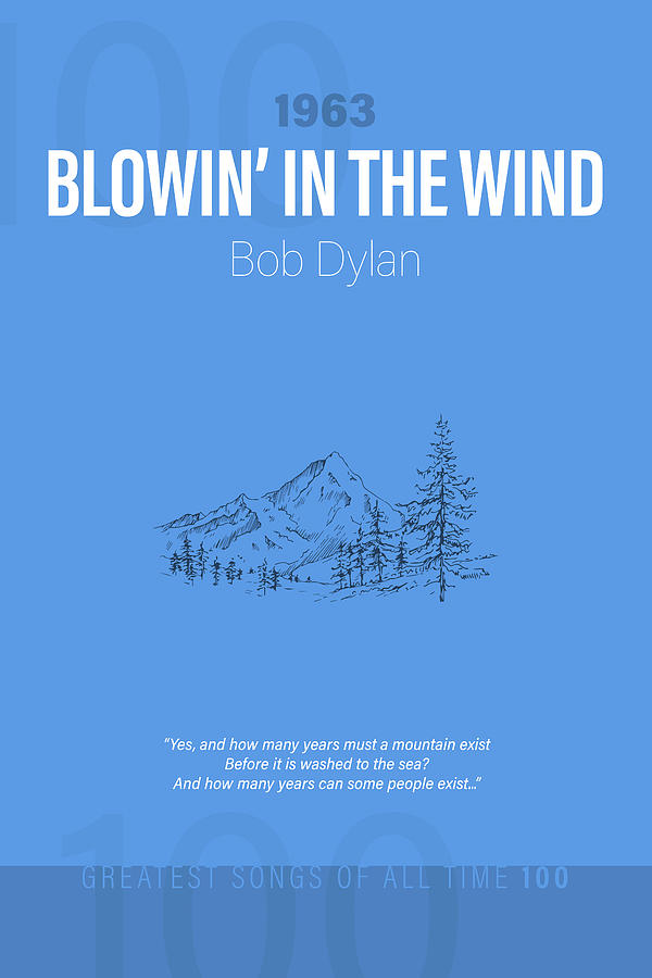 Bob Dylan Song Blowin In The Wind Lyrics Blowin' In The Wind Bob Dylan Minimalist Song Lyrics Greatest Hits of