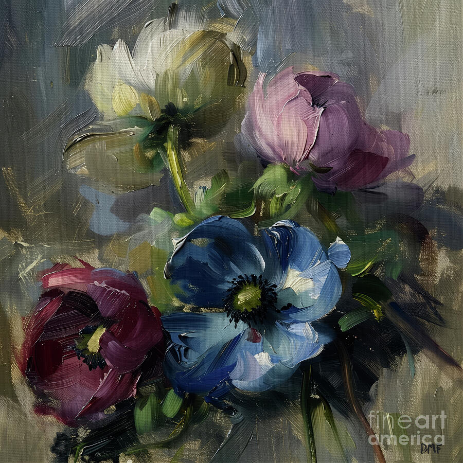 Nature Painting - Blowing Anemones by Dragica Micki Fortuna