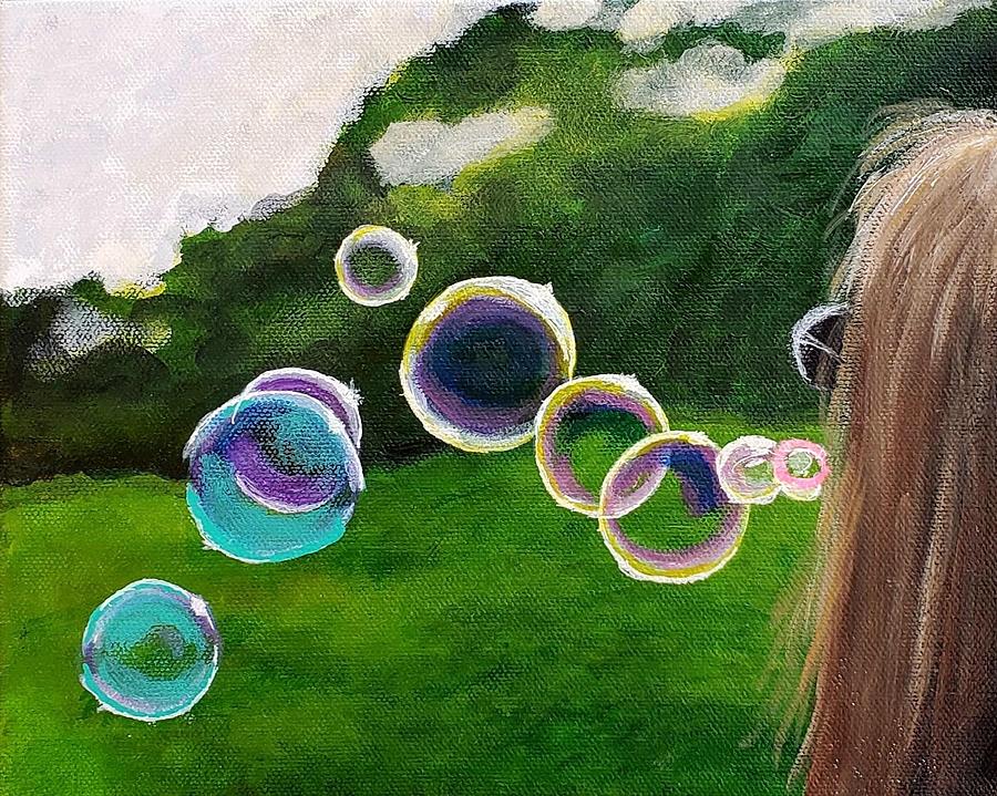 Blowing Bubbles Painting by Amy Kuenzie