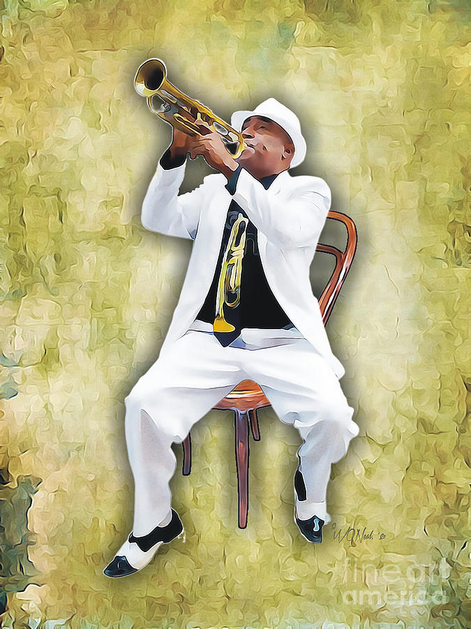 Portrait Digital Art - Blowing His Horn by Walter Neal