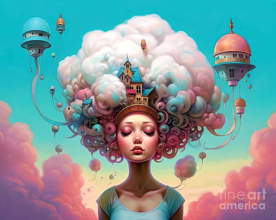Blowing mind, lowbrow art, pop surrealism Painting by Vincent Monozlay