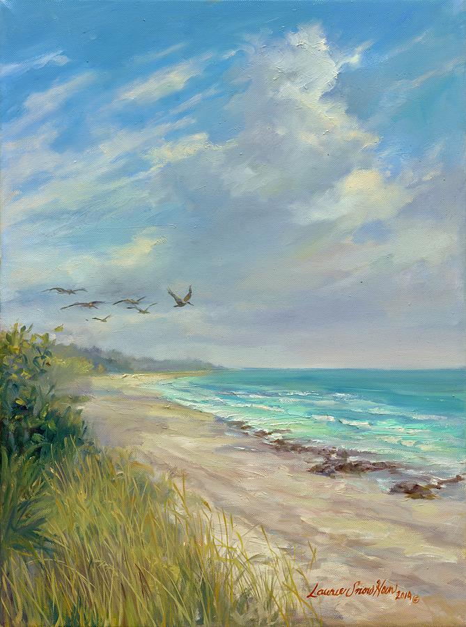 Summer Painting - Blowing Rocks Beach Day by Laurie Snow Hein