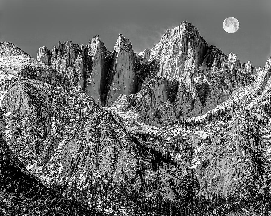Blowing Snow, Full Moon, Mount Whitney, California Photograph by Don Schimmel