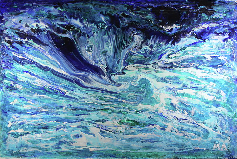 Blu Wave Painting by Madeleine Arnett