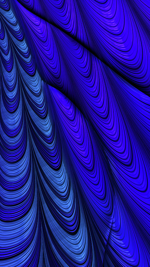 Blue Abstract Fractal Scallop Shells Digital Art by Shelli Fitzpatrick
