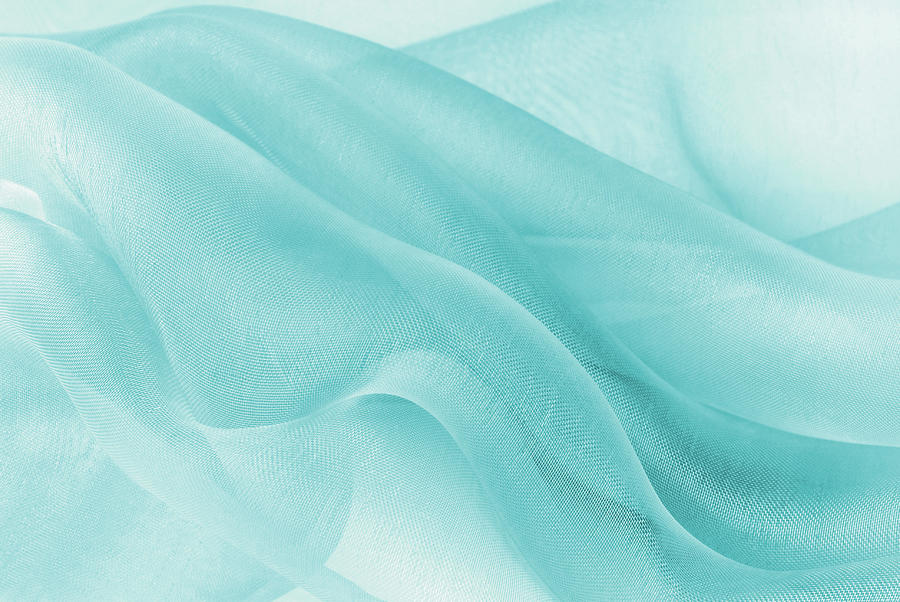 Blue abstract organza fabric in blue color Photograph by Severija Kirilovaite