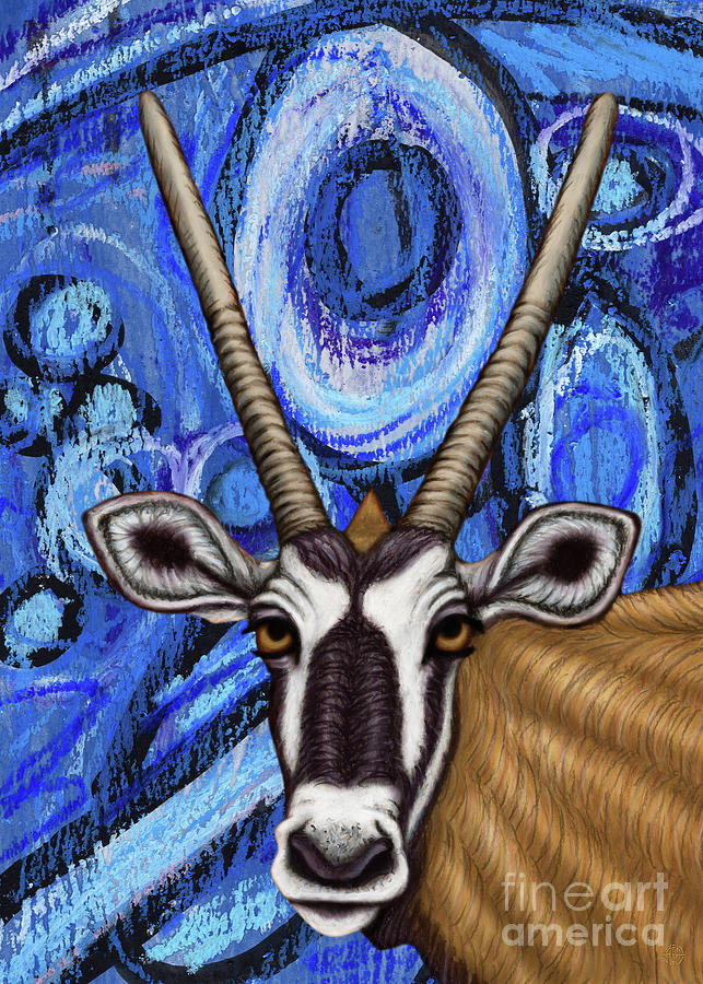 Blue African Oryx Abstract Painting by Amy E Fraser