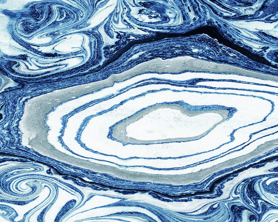 Blue Agate Watercolor Stone Texture Collection V Painting by Irina Sztukowski