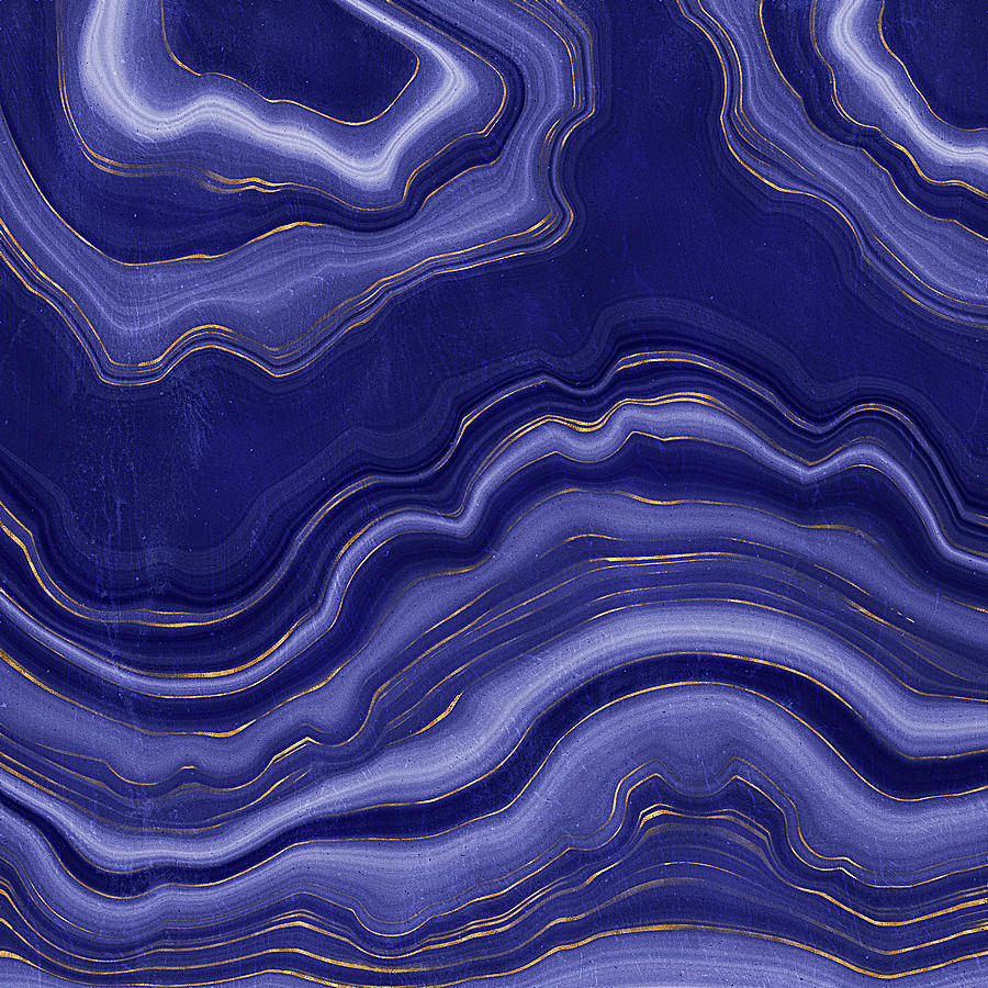 Blue Agate With Gold Painting by Modern Art