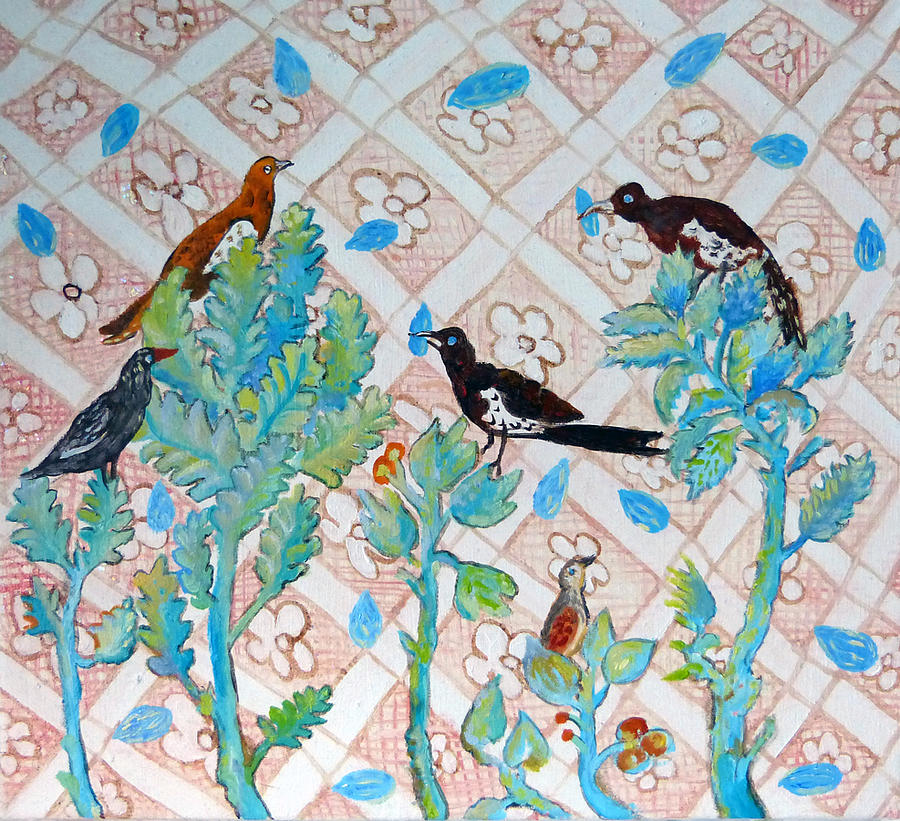 Blue almonds Painting by Elzbieta Goszczycka