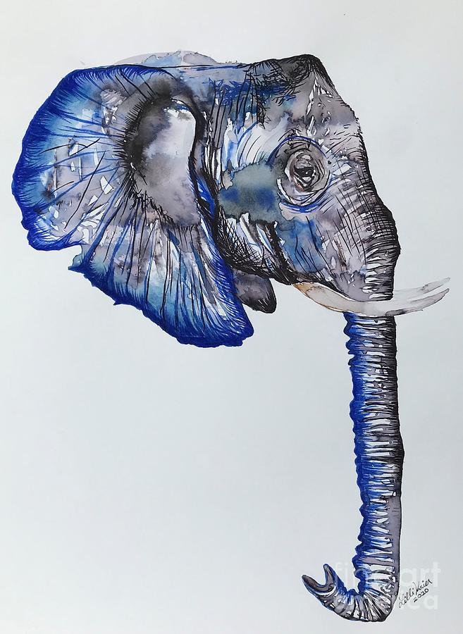 Blue and Black Elephant Painting by Lilli Krier - Fine Art America