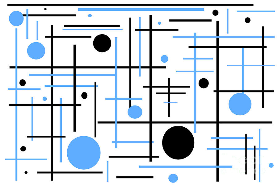 Blue And Black Geometric Shapes Digital Art by Kirt Tisdale