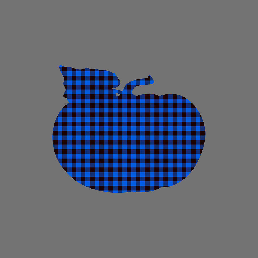 Blue and Black Plaid Checkered Pumpkin Digital Art by Ali Baucom