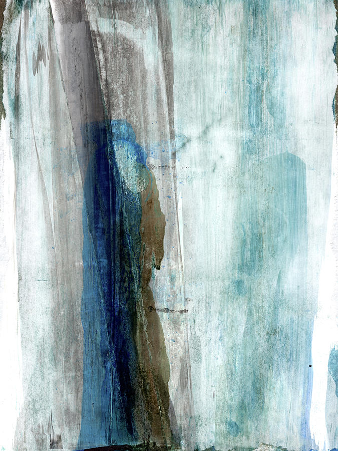 Blue and Brown Abstract Watercolor Painting Painting by Janine Aykens