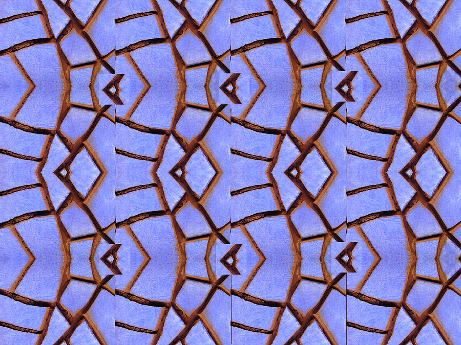 Blue and Brown Tile Abstract Digital Art by Lorena Cassady