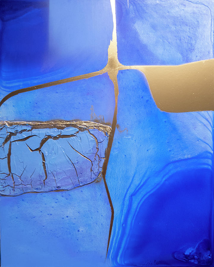 Blue and Gold Abstract Mixed Media by George Harth