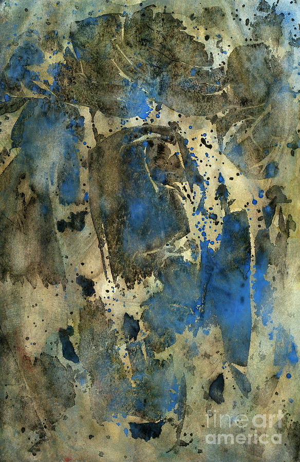 Blue And Gold Abstract Watercolor Painting Painting by Phillip Jones