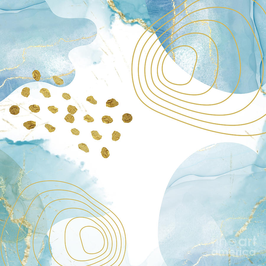 Blue and Gold Abstract with popular Boho elements background Photograph by Milleflore Images