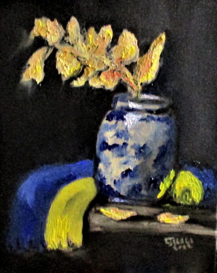 Blue And Gold Painting by Clyde J Kell