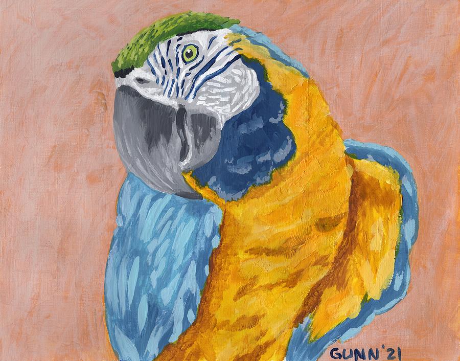 Blue and Gold Macaw Painting by Katrina Gunn