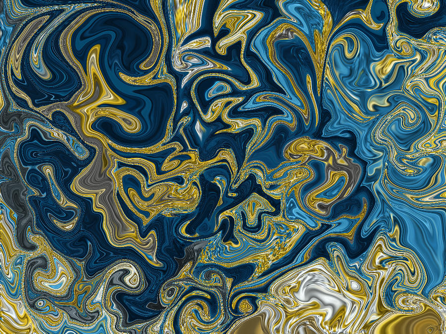 Blue and Gold Metallic Digital Art by Eileen Backman