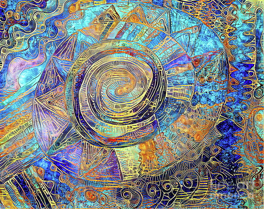 Blue and Gold Mosaic Nine Digital Art by Elisabeth Lucas - Fine Art America