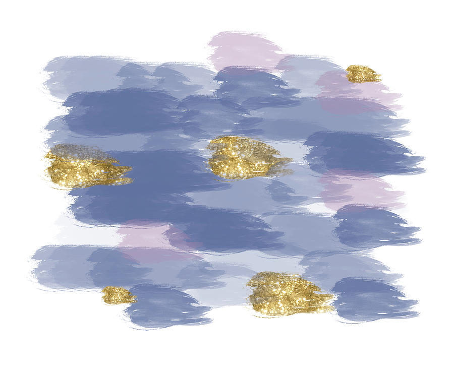 Blue and Gold Paint Strokes Digital Art by Alison Frank