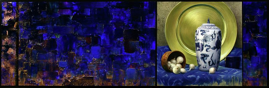 Blue and Gold with Pearls Painting by Bruno Capolongo