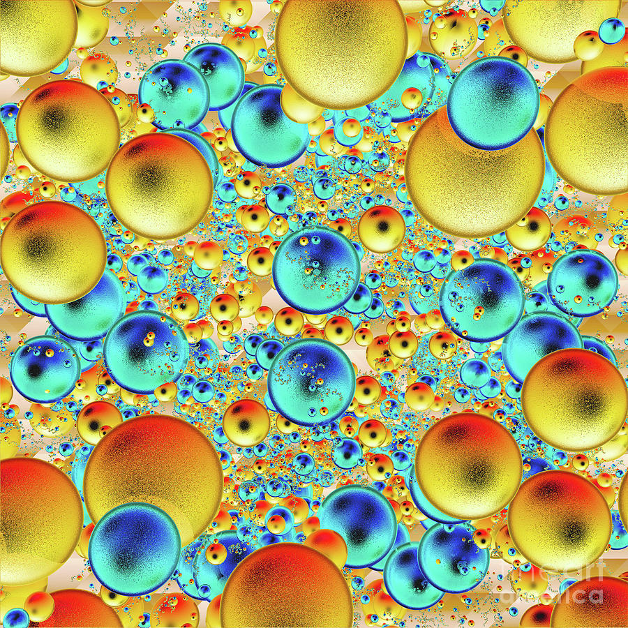 Blue And Golden Spheres Digital Art