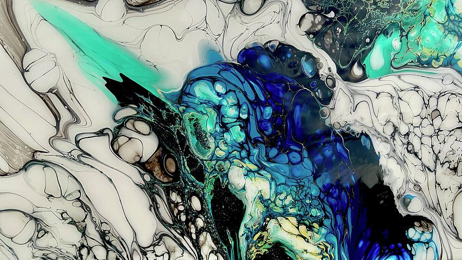 Blue and Green Abstract Art Mixed Media by Tina Rahn