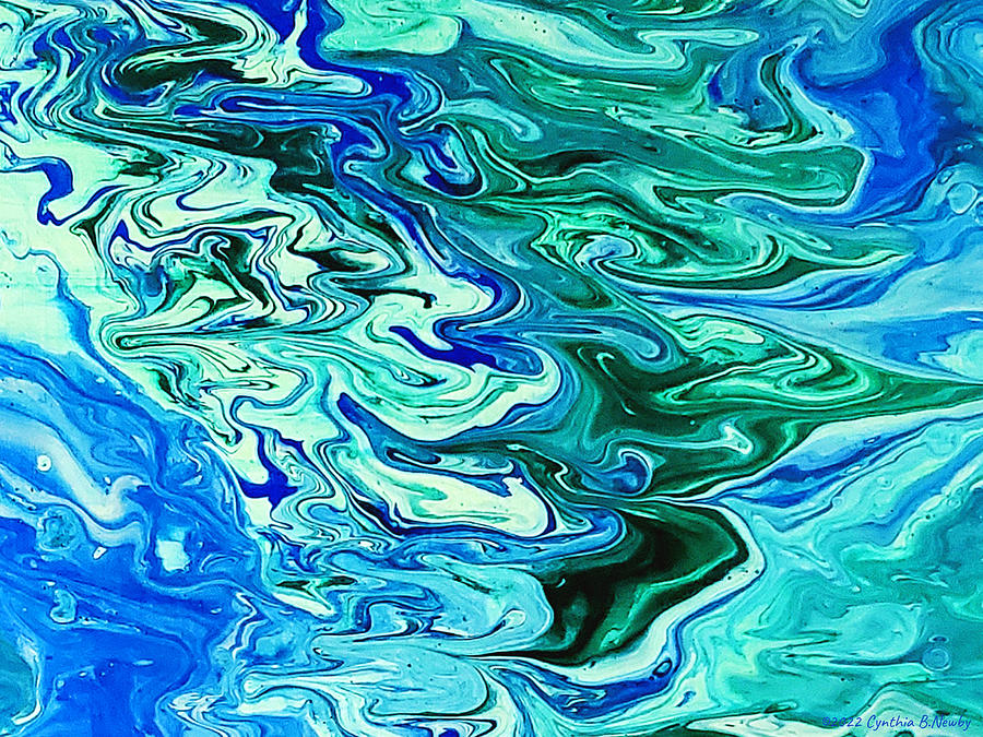 Blue and Green Abstract Painting by Cindys Creative Corner