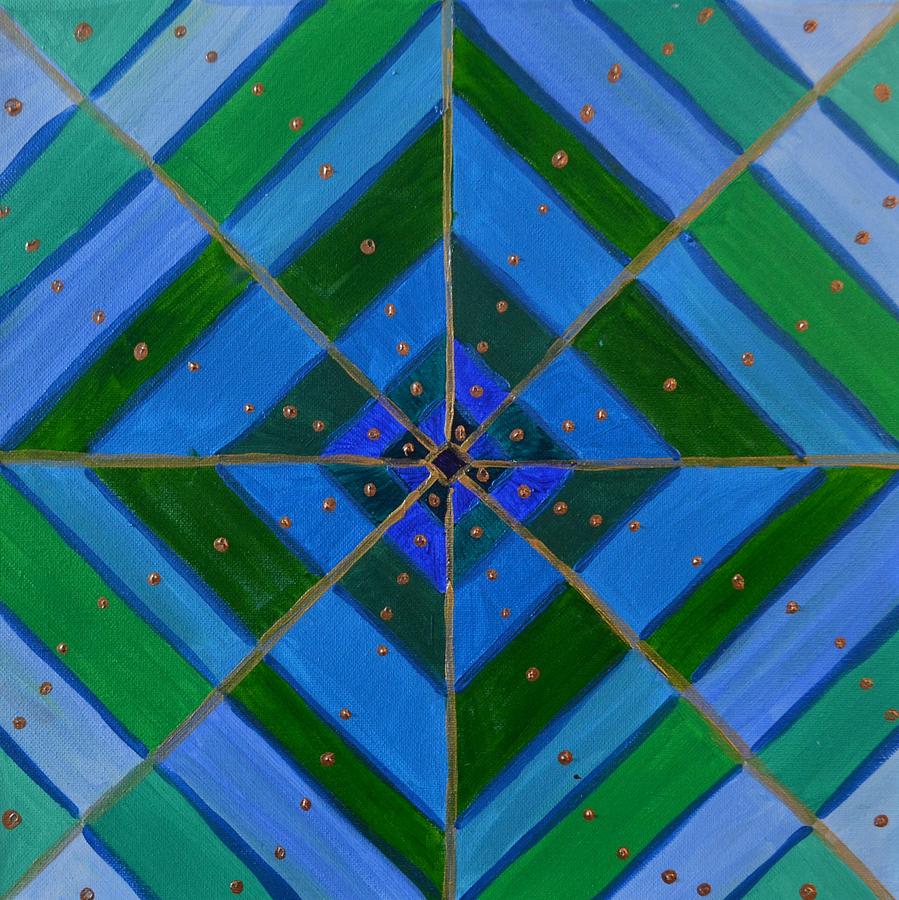 Blue and Green Abstract Painting by Nancy Sisco