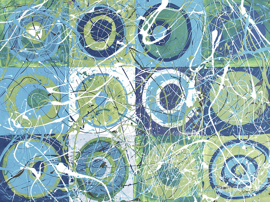 Blue And Green Circles 2021 Painting by Jean Plout