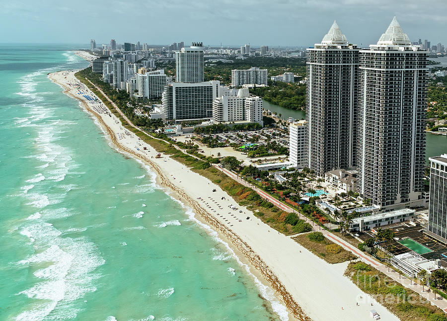 Blue and Green Diamond Condos Miami Beach Aerial View Photograph by David Oppenheimer