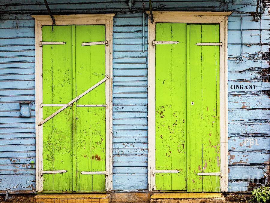 Blue and green wooden house facade Photograph by Lyl Dil Creations