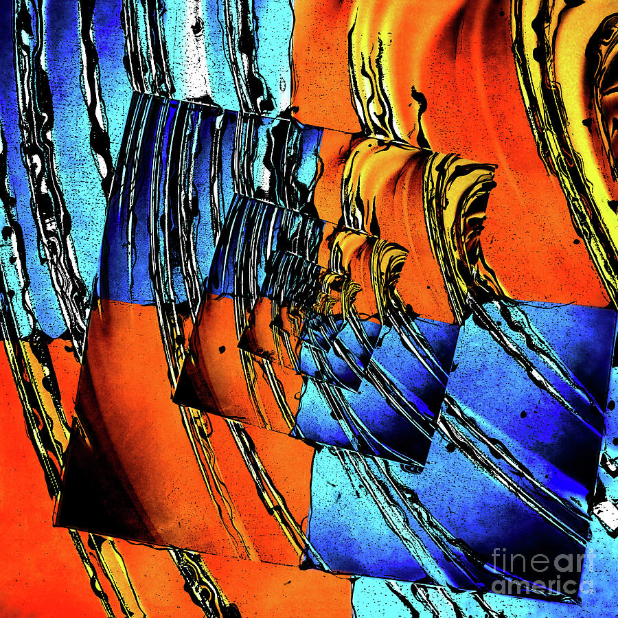 Blue and Orange Abstract Digital Art by Phil Perkins