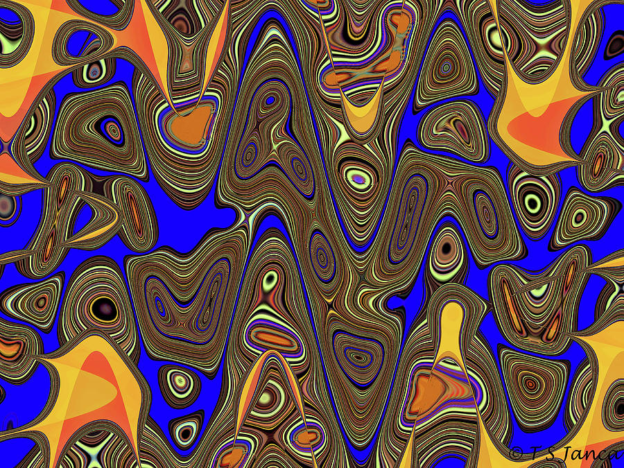 Blue And Orange Abstract Digital Art by Tom Janca