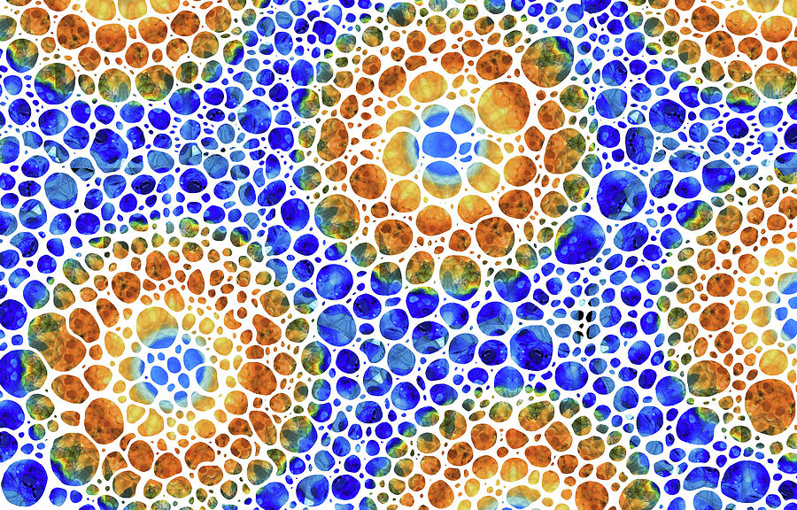 Blue And Orange Art - Third Eye Mosaic - Sharon Cummings Painting by Sharon Cummings
