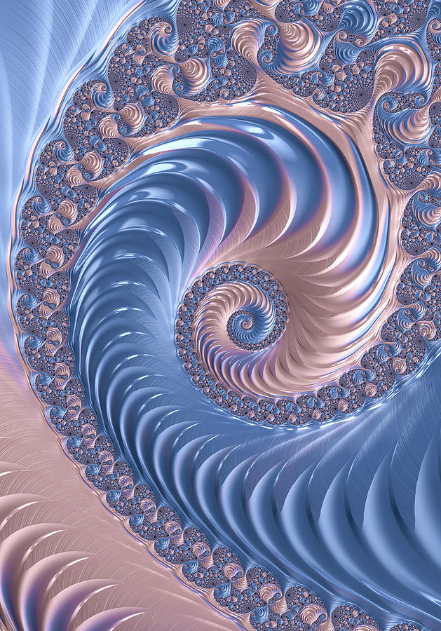 Blue and Pink endless Fractal Spiral Digital Art by Matthias Hauser