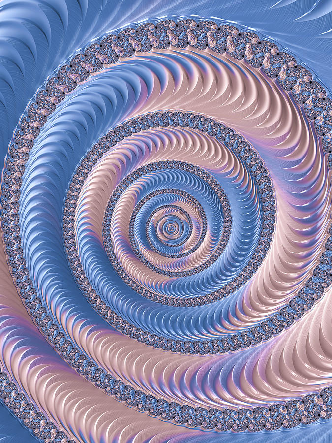 Blue and Pink Fractal Spiral 01 Digital Art by Matthias Hauser