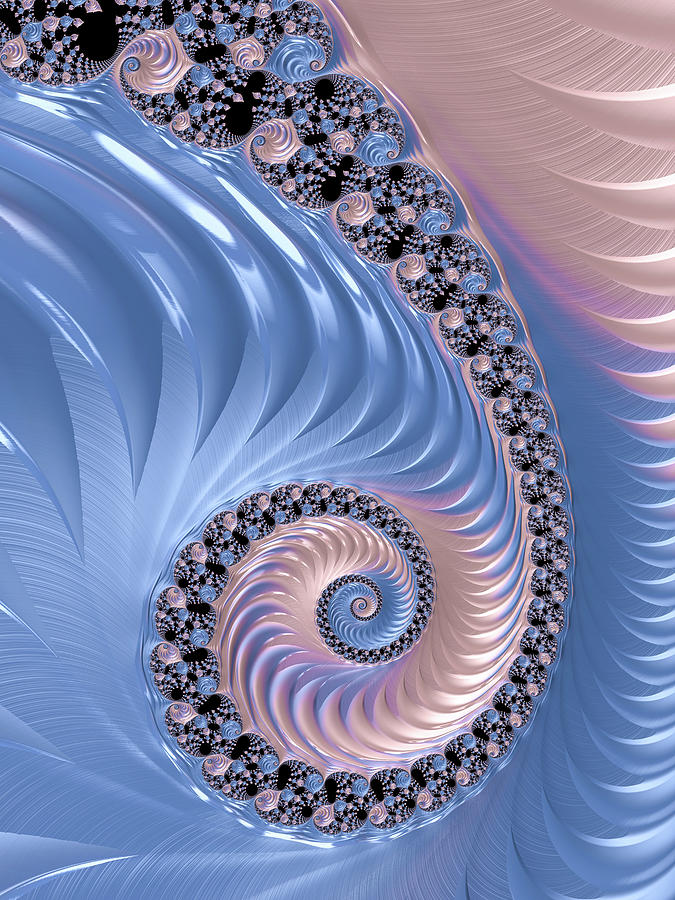 Blue and Pink Fractal Spiral Digital Art by Matthias Hauser
