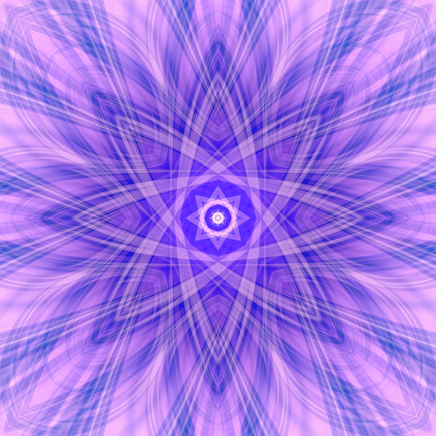 Blue and Pink Kaleidoscope Patterns Mandala Digital Art by Manpreet Sokhi