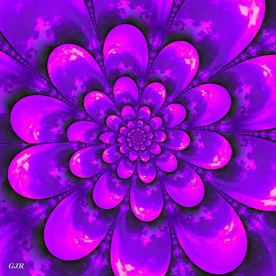 Blue And Purple Colored Fractal Flower  L A S Digital Art