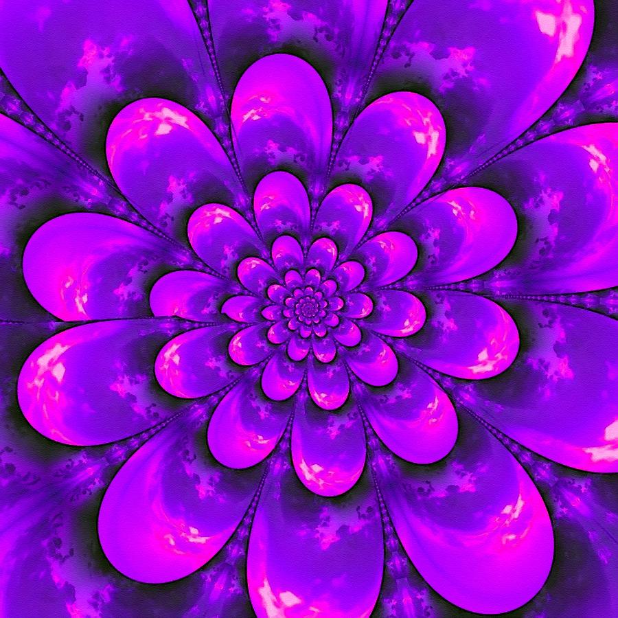 Blue And Purple Colored Fractal Flower  L B Digital Art